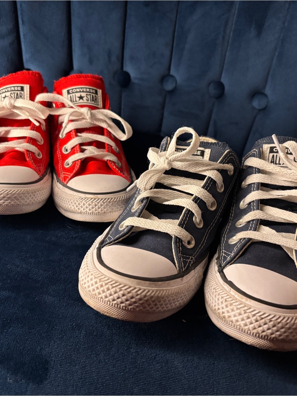 Converse Women’s Low Top Sneakers in Red and Navy